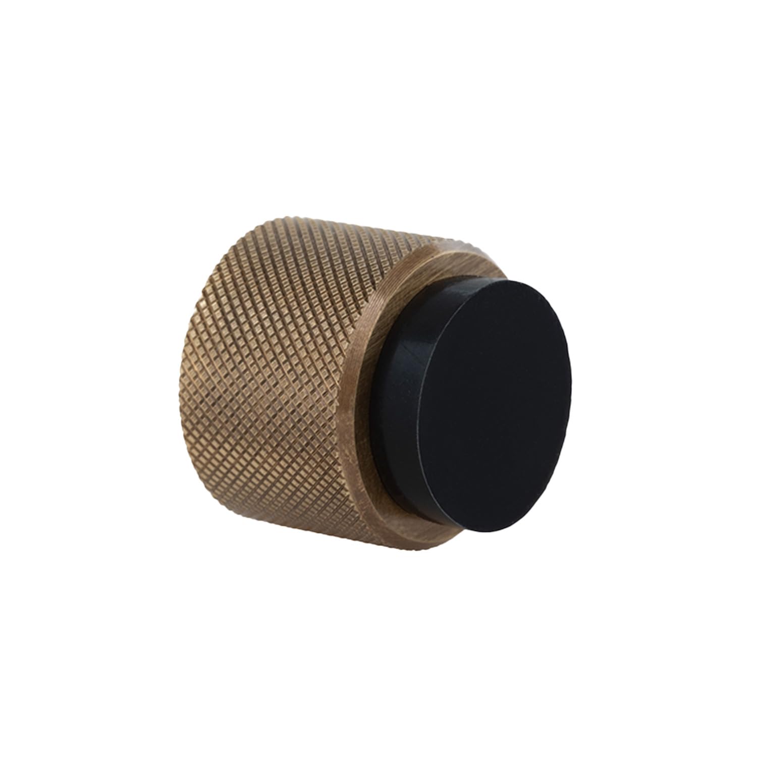 EVI Herrajes | Designer Wall Door Stop - Diamond Knurled - 28x28mm - Brass Leather - Adhesive and Screw Mounting