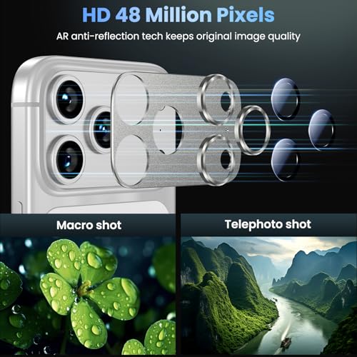 Image of Uyiton Compatible with iPhone 17 Pro Camera Lens Protector - [Not Easy to Break][Strong Adsorption][Case-Friendly] Metal Tempered Glass Rear Camera Screen Cover - Natural Titanium, 2 Packs