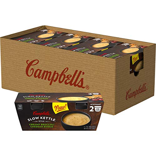 Campbell's Slow Kettle Style Microwave Soup, Creamy Broccoli Cheddar Bisque, Lunch Snack, 7 Oz Cup, 2 Count (Pack of 8) Campbell's Slow Kettle Style Microwave Soup, Creamy Broccoli Cheddar Bisque, Lunch Snack, 7 Oz Cup, 2 Count (Pack of 8)
