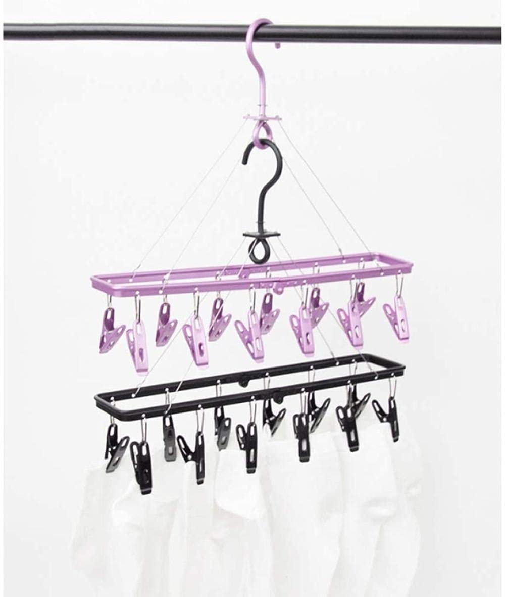 FAXIOAWA 12 Clips Aleación De Aluminio Tendedero De Lavandería Colgador De Ropa Calcetines De Secado Sombrero Sujetadores Ropa Interior Calcetines Guantes para Viajes-Pozo Plateado
