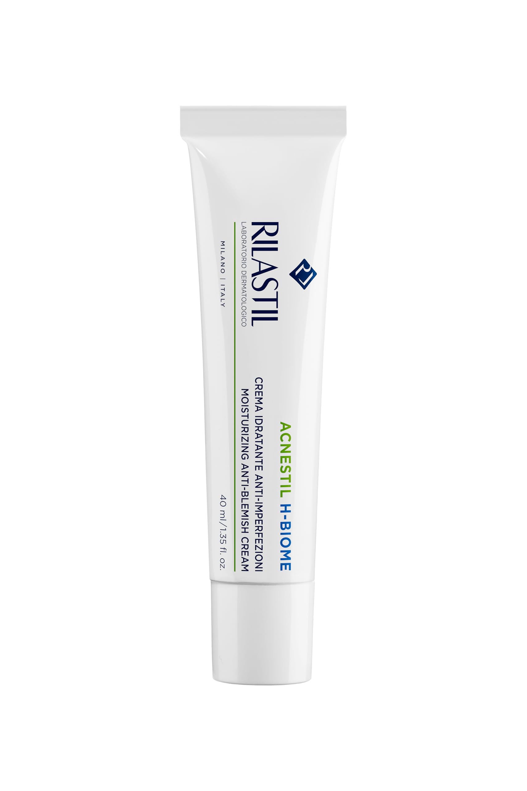 Rilastil Acnestil H-Biome Crema Viso, Crema Idratante Anti Imperfezioni, Idratazione fino a 8h, per Pelle Sensibile, 40ml
