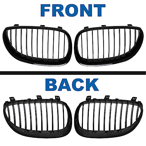 BILLDIO E60 Grille - Black Kidney Single slats Grill Compatible With BMW 5 Series E60 E61 2003-2009 520i 523i 525i 528i 530i 535i 550i ABS Gloss Black Kidney Grill by BILLDIO - Image 6