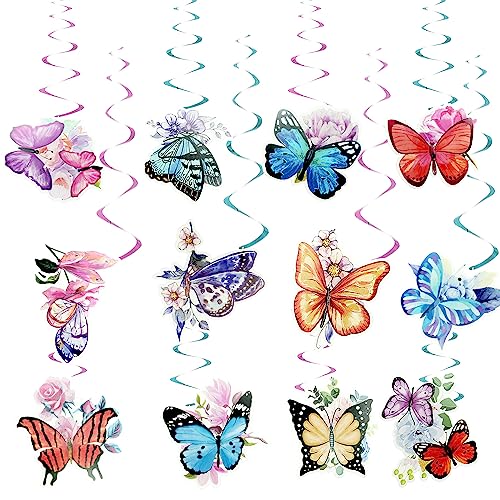 Schmetterling Geburtstagsdeko-Set – Mit Spiralschmetterlingen, Happy Birthday Banner & Blumen-Girlande In Rosa & Lila