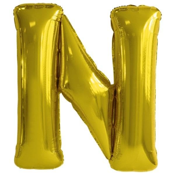 Amscan 9909589 - Gold Letter N SuperShape Foil Balloon - 44"