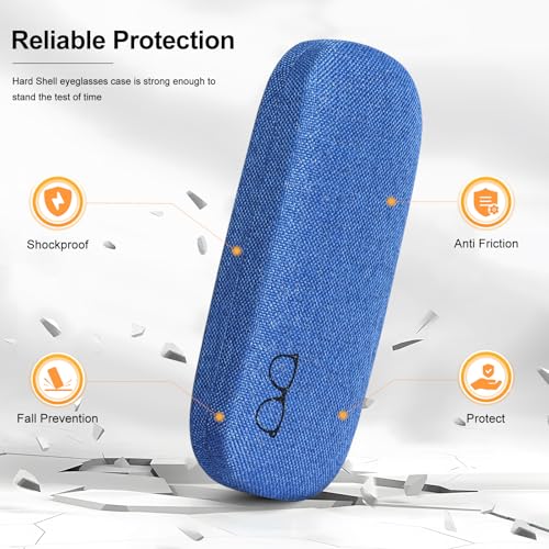Image of Glasses Case Hard Shell Eyeglass Case with Cleaning Cloth Unisex Reading Hard Glasses Cases for Women Men