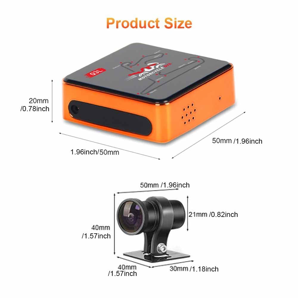 VSYSTO WiFi Motorrad-Dashcam, Parküberwachung, GPS 1080P Front- und Rückkamera, Hochgeschwindigkeits-Video-Download, Kabelsteuerung, Fehler-Vibrationsalarm (Q3DL)