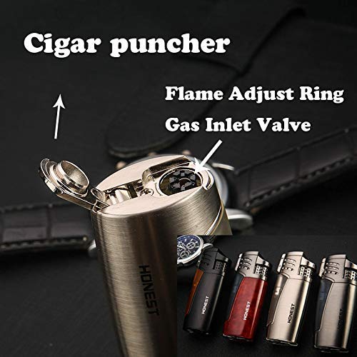 PROMISE by HONEST stormaansteker gasaansteker sigarenaansteker 3 jet flame gas hervulbaar met sigarenboor (Zwart) - Image 7