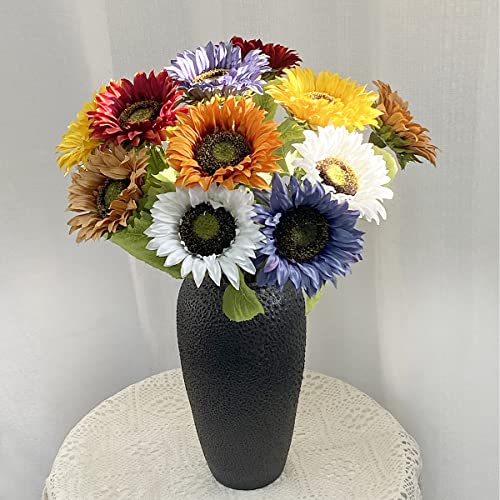 Olrla Long Stem Artificial Sunflowers For Tall Vase, Silk Fake Fall Sunflowers For Home Wedding Party Decoration (6 Mixed Colors) #TOP5