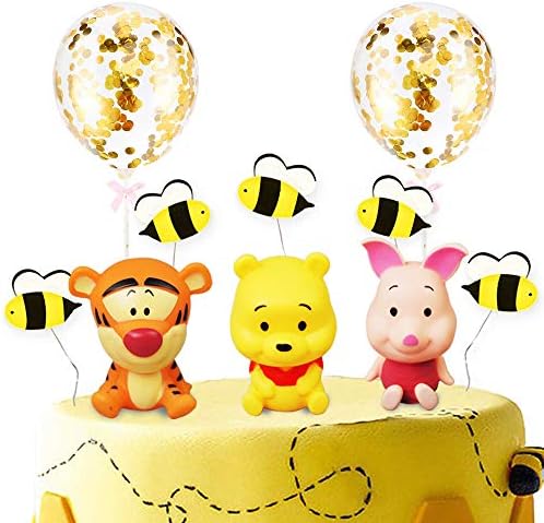 Winnie The Pooh Party Cake Topper, Pooh Bear Cake Topper for Birthday Baby Shower Party Cake Decorations
