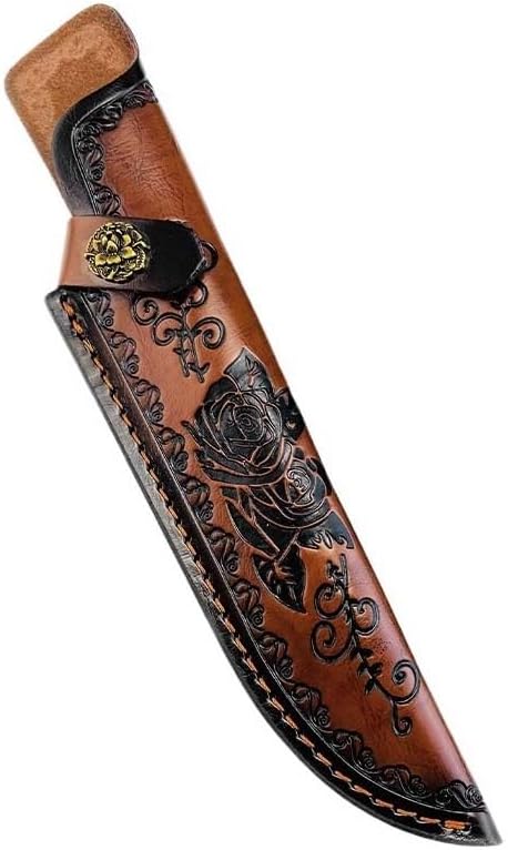 1PC Leather Knife Sheath, 6.69inch Top-layer Cowhide Protective Cover for Belt with Snap Closure Fits for Search, Hiking