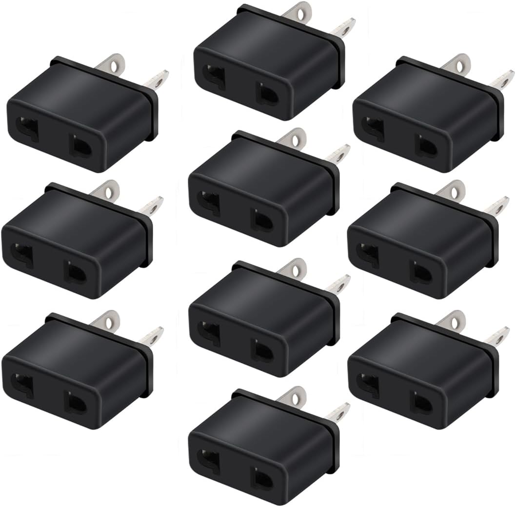 10Pcs Australia Standard Travel Plug Adapters, EU/US Socket to AU Plug, 2 Hole Sockets, Black