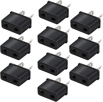 10Pcs Australia Standard Travel Plug Adapters, EU/US Socket to AU Plug, 2 Hole Sockets, Black