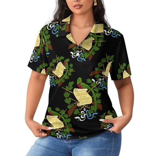 Polo de manga corta para mujer con el Escudo de Guatemala para ocio 1