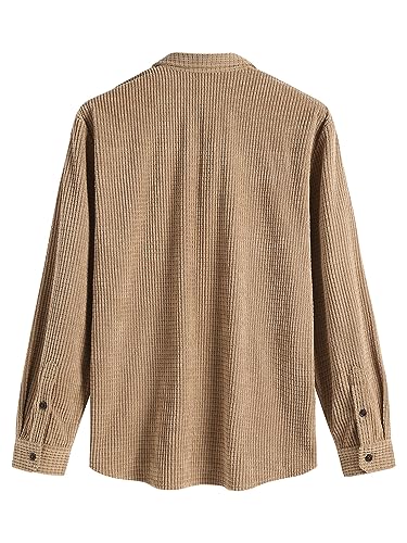 Image of ZAFUL Unisex Plaid Flannel Shirt Jacket Button Down Long Sleeve Pocket Coat Outwear | Mens Fall Clothes Lightweight Long Sleeve Button Down Flap Pocket Jacket Tops for Fall&Winter 2026