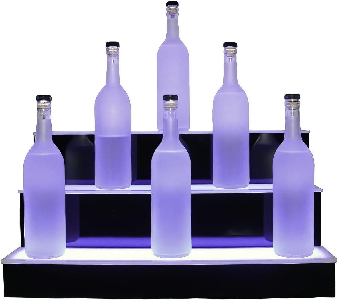 24" 3 Step Lighted Liquor Bottle Display Shelf with LED Color Changing Lights