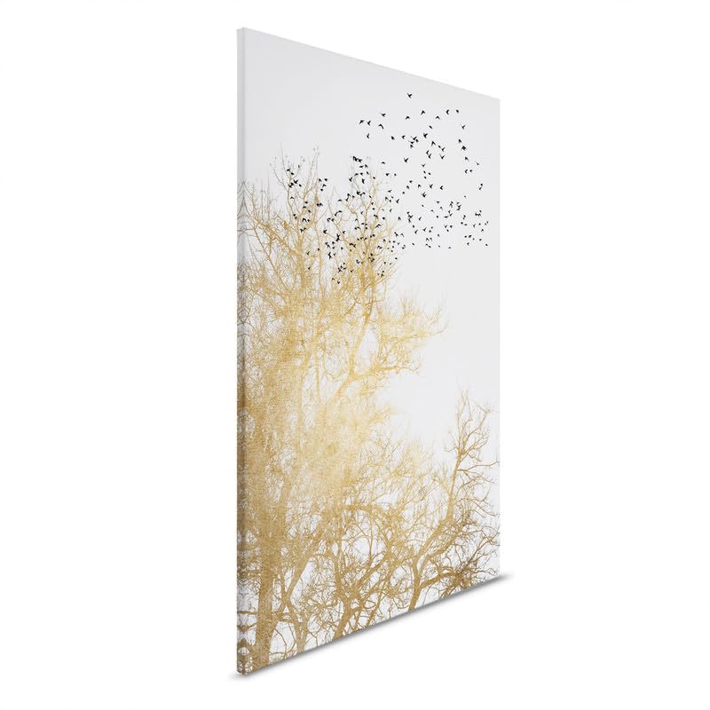 A.S. Création Obraz na płótnie korona drzewa białe złoto — obraz ścienny w kolorze kremowym, złotym — 80 x 120 cm — DD131771