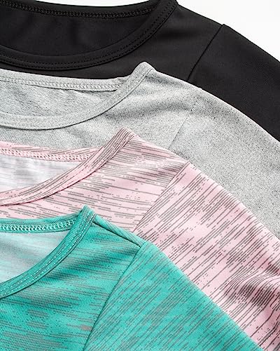 Black Bear Girls’ Athletic T-Shirt – 4 Pack Active Performance Dry-Fit Sports Tee (4-18)4