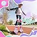 SULIFEEL Rainbow Unicorn Inline Skates for Girls Boys 4 Size Adjustable Light up Wheels Skates for Kids Beginner Pink Medium