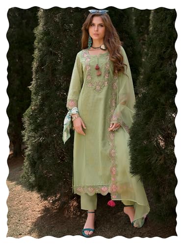 Image of INDO ERA Women's Pure Cotton Floral Embroidered Straight Kurta & Pant with Dupatta Set | Cotton Kurta Set For Woman