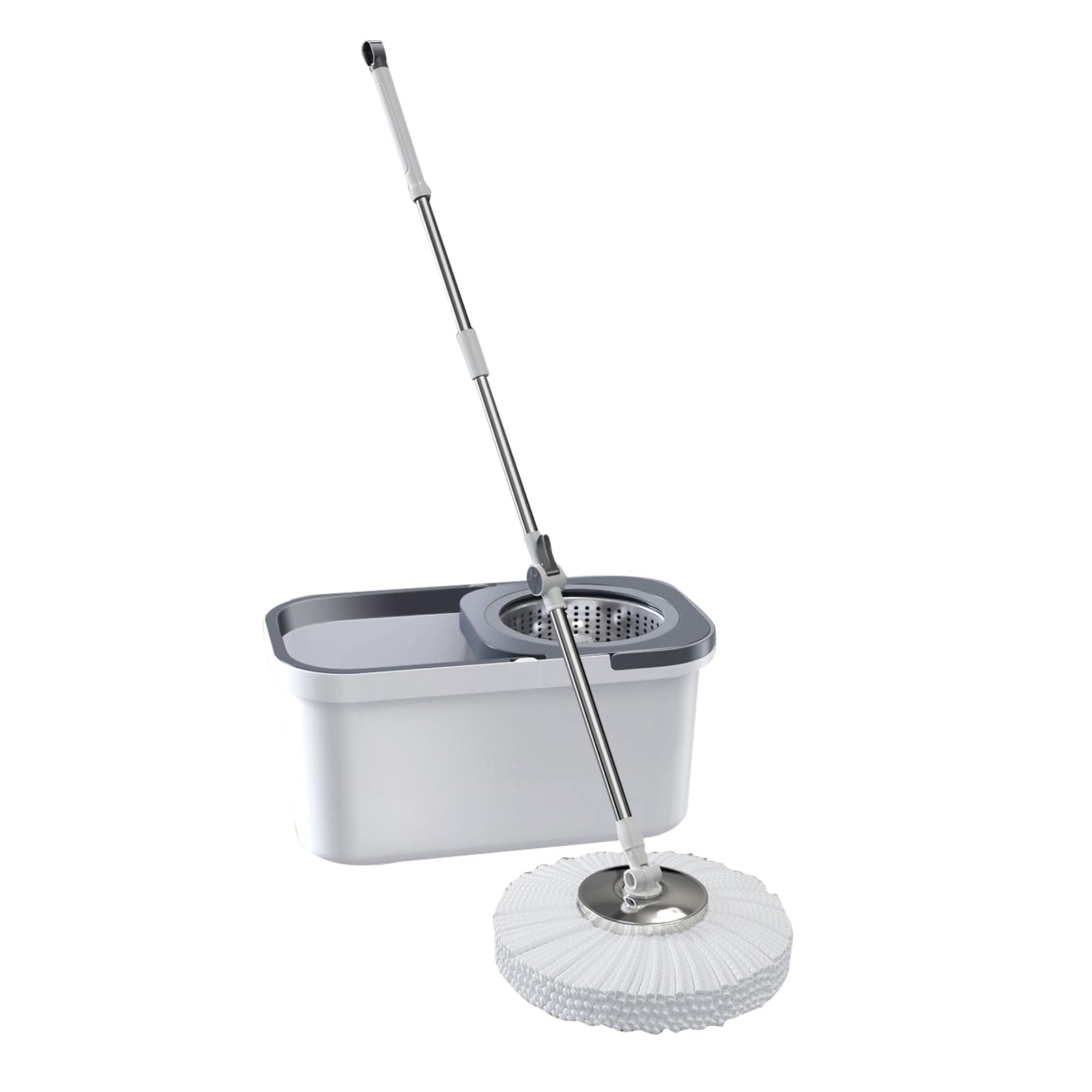Fregonas - Sistema de Cubo Giratorio de Acero Inoxidable de Lujo para Limpieza de Suelos con recambios de Microfibra
