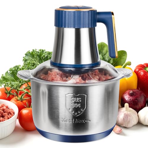 20 Cups Large Capacity Food Processor,5 Speed Electric Meat Grinder Vegetable Chopper,500W Powerful Motor 6 Bi-Level Blade Meat mincer for Vegetable, Nuts, Onion, Garlic with 304 Stainless Steel Bowl by Calaytaly - Used condition - US$42.53