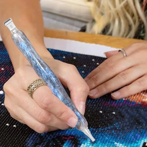 Image of Praise V Do Diamond Painting Art Drill Pen Kit with Screw Stainless Steel Rose Metal Tip Nibs Placers Roller Tool Accessories, Ergonomic Diamond Art Pen for 5D Diamond Paint Bead Dot Grey
