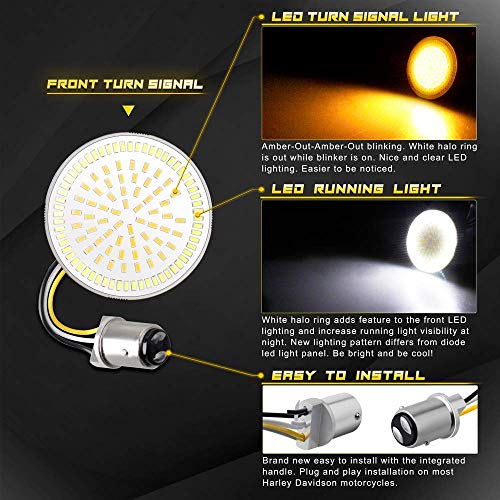 Nthreeauto 1157 Led Front Turn Signals 2 Inch Bullet Motorcycle Running Lights Smoked Lens Cover Compatible With Harley Dyna, Sportster, Street Glide, Road King, Softail 2Nd Gen Smd Bulbs #TOP1