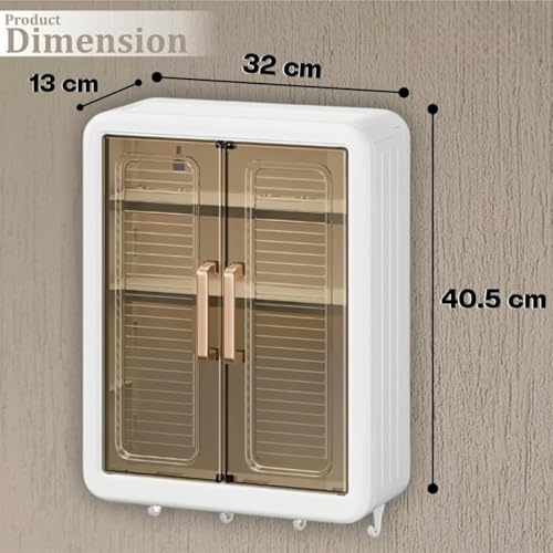 Image of VIPEK Bathroom Cabinet with Wash Basin Storage - Wall Mounted Waterproof PVC Cupboard, Space Saving Organiser for Bathroom Essentials & Toiletries (White)