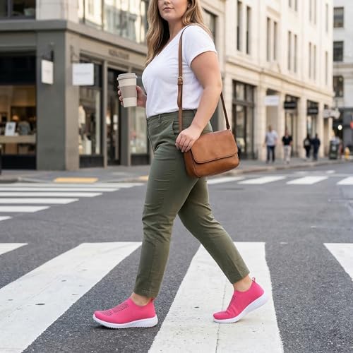 Image of konhill Womens Walking Shoes Slip On Sneakers Breathable Mesh Lightweight Casual Footwear for Daily Commute