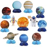 SUNBEAUTY 12 PCS Solar System Theme Honeycomb Centerpieces for Table Topper Outer Space Party Supplies Space Themed Party Decorations Space Birthday Decorations Galaxy Party Decorations