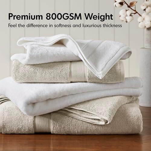 Madison Park 800GSM Bath Sheet Towel Oversized 34" x 68" 2 Pack 100% Cotton Bath Towel Set Highly Absorbent Hotel Spa Quality for Bathroom, Natural