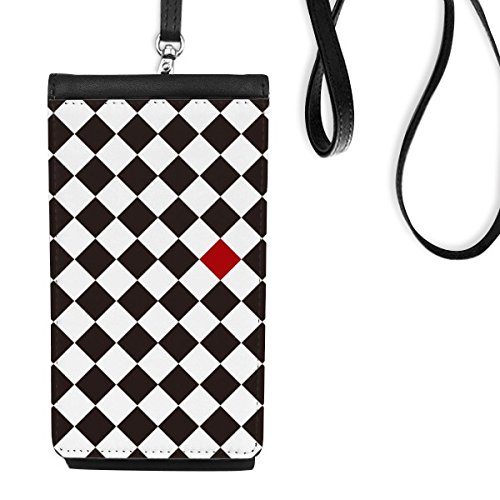 Pochette téléphone noir en cuir PU avec motif losanges DIYthinker