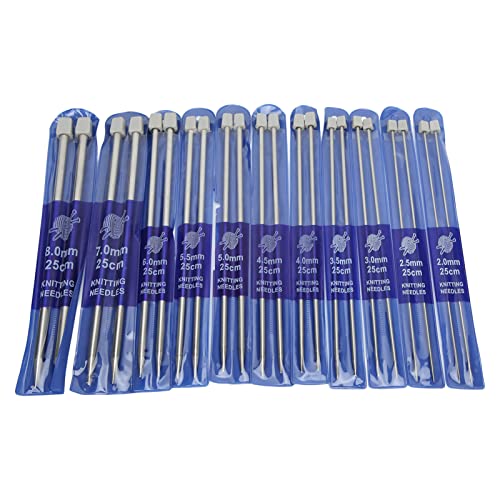 Stylebest Juego de Agujas de Tejer de Acero Inoxidable de Primera Calidad, 22 Uds., para Tejer Calcetines, Sombreros y Bufandas, Kit Duradero Brillante