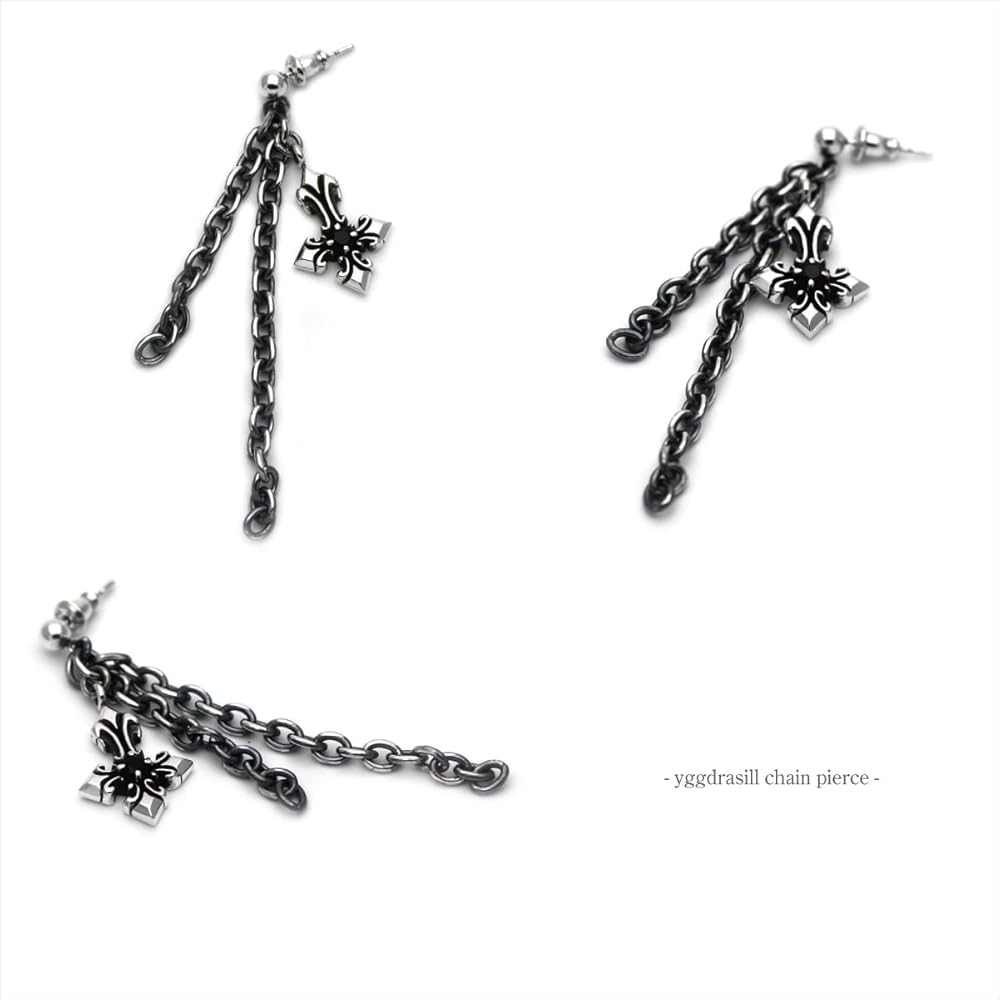 Amazon | 逆十字 クロス チャーム シルバー925 チェーン ピアス