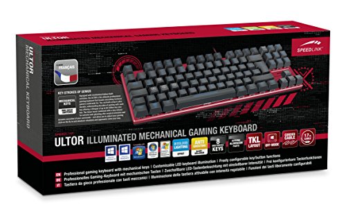 Speedlink ULTOR Illuminated Mechanical Gaming Keyboard FR Layout - Clavier de Gamer Professionnel à Touches Mécaniques (Touches Macro,Rétro-Éclairage), Noir-Rouge – Image 3