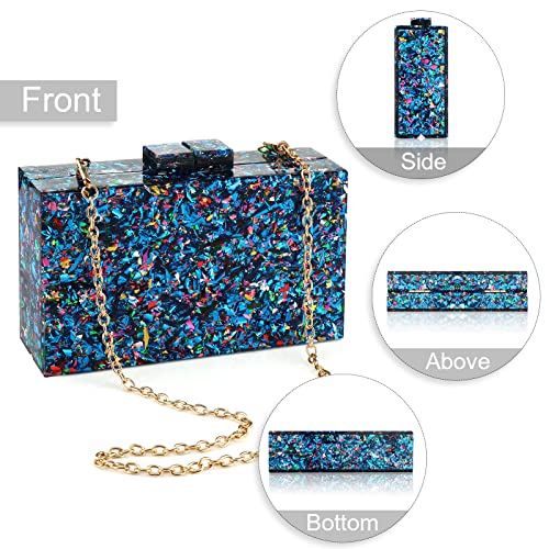 Image of Gets Acrylic Purses and Handbags for Women Multicolor Perspex Geometric Patterns Box Clutch Banquet Evening Crossbody Handbag