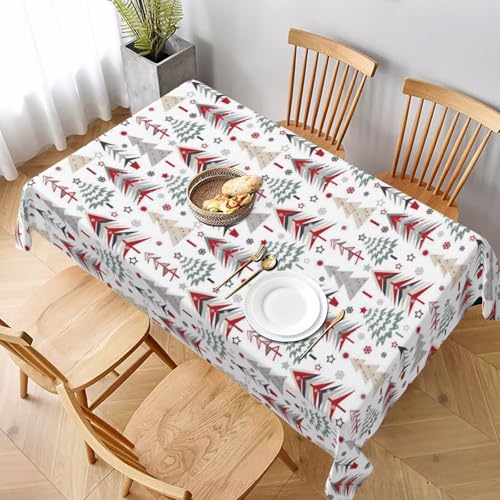 BETGINY Merry Christmas Tablecloth 60 x 104 Inch Rectangle Colorful Christmas Trees Table Cloth Washable Holiday Winter Table Cover for Kitchen Party Picnic Dinner Indoor Outdoor Decor