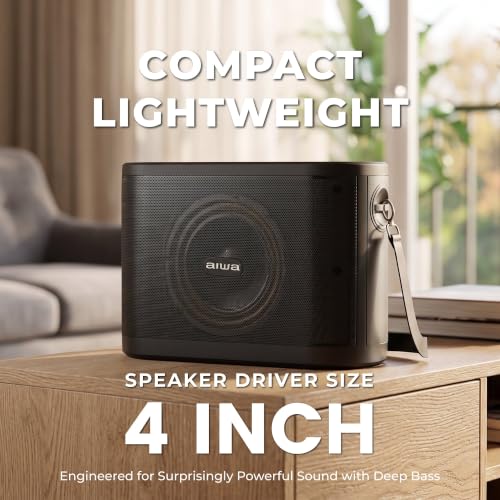 Image of Aiwa Nano Blast AW-SSB140 Wireless Bluetooth Speaker | Portable Wireless USB, TF Card & AUX Input | Auto Reconnect | DC 5V Rechargeable | Black