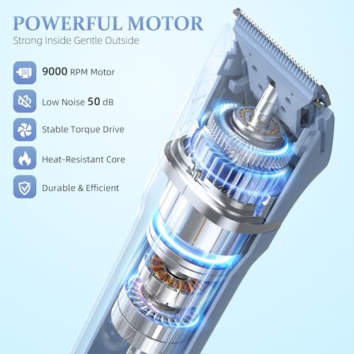 5-in-1 Bikini Trimmer for Women, IPX7 Waterproof Electric Razors Shaver, Cordless Body Hair Trimmer, Facial & Pubic Hair Removal, Ceramic Blade (Blue)