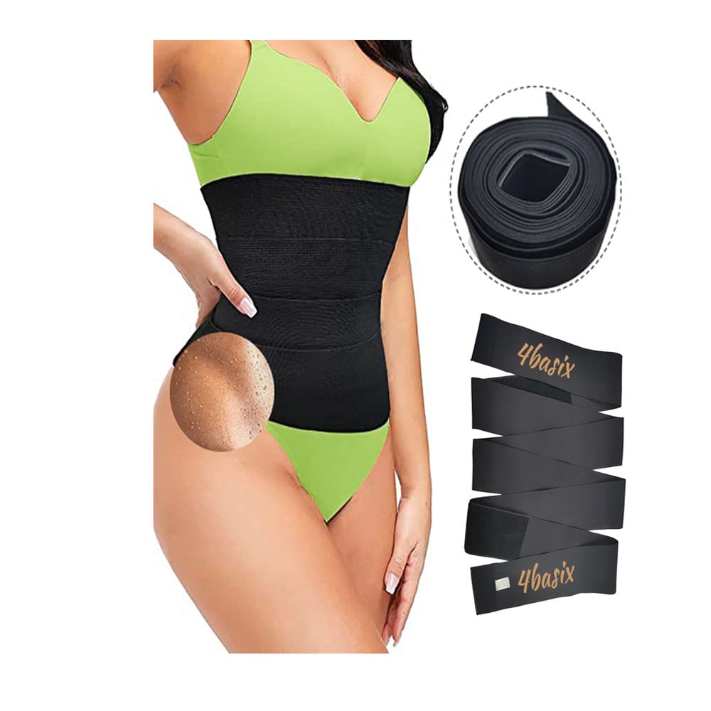 4basix 4 Meter Exercise Waist Trimmer for Women Waist Trimmer Bandage Wrap Body Shaper Belt Invisible Tummy Wraps for Stomach Free Size