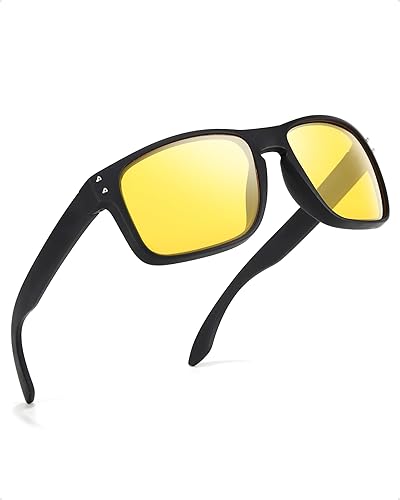 SIPHEW Lentes de conducción nocturna para hombres y mujeres, lentes polarizados de visión nocturna antirreflejos, lentes tintados amarillos