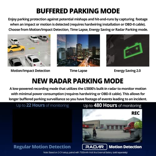 Image of THINKWARE U3000 4K Dash Cam Front and Rear 2CH STARVIS 2 Sensor Super Night Vision Dashcam for Car Camera 5GHZ WiFi GPS Radar Buffered Parking Mode CPL Filter Red Light Speed Camera Alerts OBD Cable
