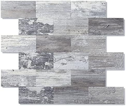 10-Pack Peel and Stick Tile Backsplash 11.3"X11.5" PVC Wall Tiles, Stick on Backsplash for Kitchen, Bathroom Tile, Fireplace Décor, Laundry Table, Stair Decals in Light Rustic