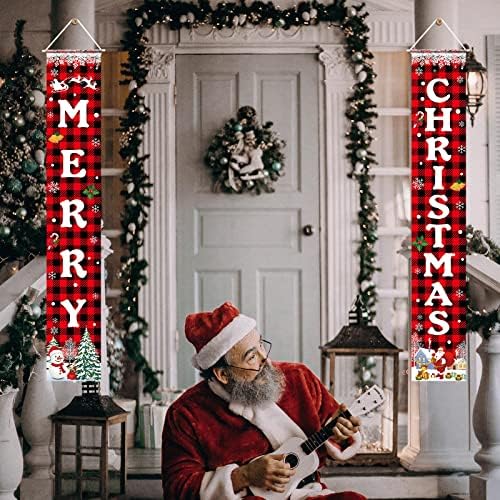 BPA® Christmas Decorations Merry Christmas Banner Xmas Porch Door Sign Welcome Banner For Indoor Outdoor Wall Christmas Decorations Indoor Outdoor