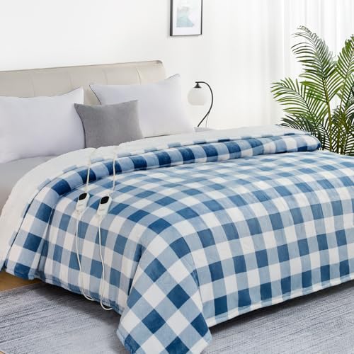 Homemate Electric Blanket Heated King Size - 100“x90“ Ultra Soft Cozy Flannel Heating Blanket with 10 Fast Heat Levels 8 Hours Auto Off Over-Heated Protection ETL Certification Keep Warm in Home