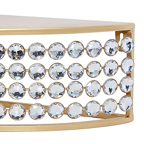 Deco 79 Metal Geometric Wall Shelf With Crystal Embellishments, Set Of 2 5", 5"H, Gold #TOP4