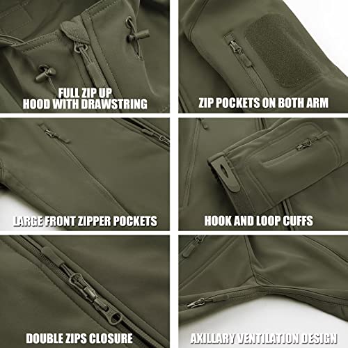 Magcomsen Mens Waterproof Jacket Warm Tactical Jackets For Men With Hood Military Jacket Army Jacket Work Jacket Soft Shell Jacket Rain Jacket For Men #TOP4