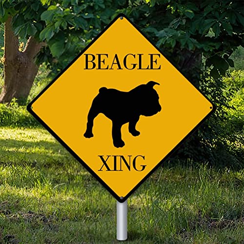 Plaque métal Beagle Xing : Panneau avertissement motif animal rouillé 38,1 cm