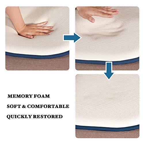 H.versailtex Memory Foam Chair Cushion Pads With Honeycomb Pattern Non Skid Sbr Backing And Ties, 16" X 16" Seat Cover For Office Desk, Dining Table, Kitchen Chairs, 4 Pack, Navy #TOP3