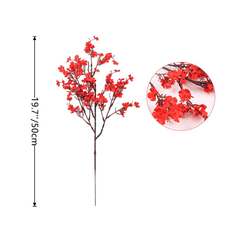 DODXIAOBEUL 8 Pcs Faux Flowers for Vase 19.7'' Babys Breath Artificial Flowers Long Stem Fake Silk Flowers Faux Baby Breath Flowers Bouquet for Home Wedding Party Decoration,Red - Image 2